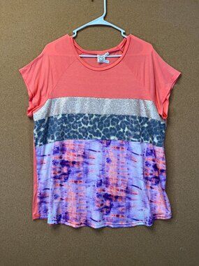 Grace & Emma Women Top Shirt Blouse XL Peach Short Sleeve NWOT